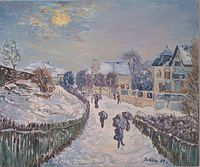 Der Boulevard Saint-Denis in Argenteuil im Schnee W.357a nach Monet Gr&ouml;&szlig;e 50x60