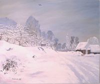 Der Weg vor dem Hof Saint-Simeon im Winter W.79 nach Monet Gr&ouml;&szlig;e 50x60