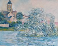 Die Kirche in Vetheuil W.697 nach Monet Gr&ouml;&szlig;e 40x50