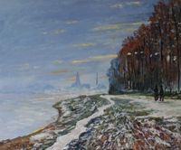 Die Promenade von Argenteuil an einem Winterabend W.354 nach Monet Gr&ouml;&szlig;e 50x60