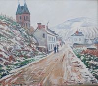 Die Stra&szlig;e nach Vetheuil im Schnee W.510 nach Monet Gr&ouml;&szlig;e 60x70