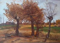 Herbstlandschaft mit vier B&auml;umen nach van Gogh Gr&ouml;&szlig;e 50x70