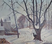 Schneelandschaft in Louveciennes nach Camille Pissarro Gr&ouml;&szlig;e 50x60